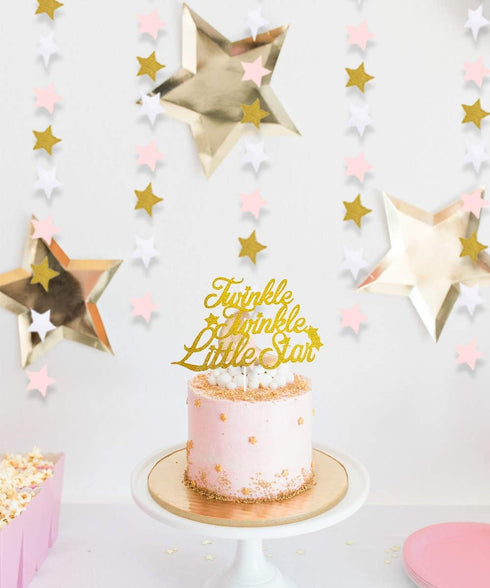 Twinkle Twinkle Little Star Decorations, Baby Shower or Birthday Party, Moon and Star Balloons, Pink and Gold