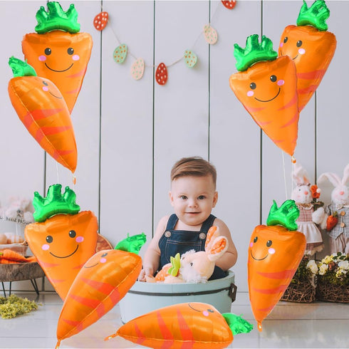 8 Pack Cute Carrot Balloons Farmer Vegetable Decoration Fruit Veggie Farm Food Party Supplies For Birthday Picnic