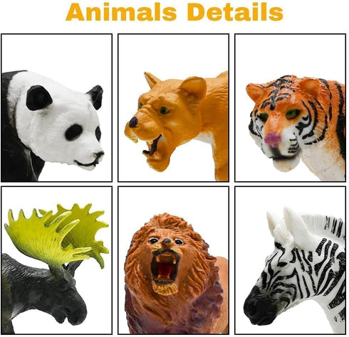 BOLZRA Playset 21Pcs Safari Animals Figures Toys, Realistic Wild Zoo Animal Figurines, Plastic African Jungle Animals