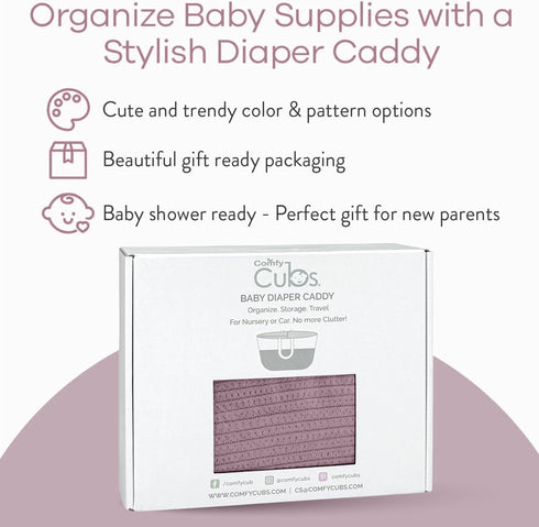 Comfy Cubs Diaper Caddy Organizer, Large Portable Baby Diaper Storage Bin, Tote Bag with Dividers for Nursery