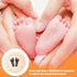 NQEUEPN 5.9in Baby Announcement Sign Plate, Wooden Newborn Disc Board with Ink Pad for Hand & Footprints Hello Birth