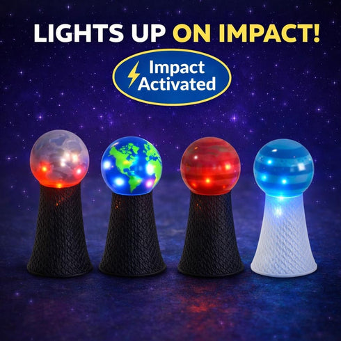 20 Pack Liberty Imports Planet Pop Jumpers for Kids, Light-Up Solar System Popper Toys with Stars & Planets, Press