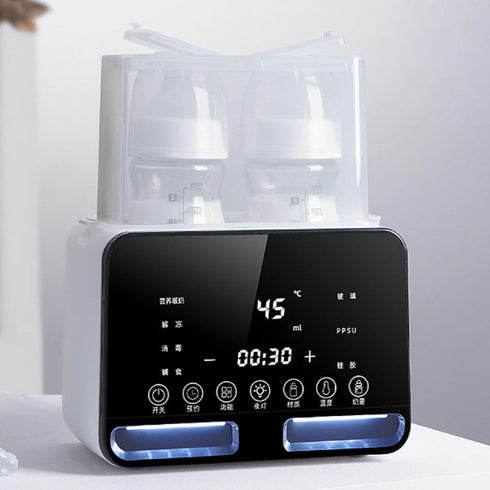 Luocute 200W 9 1 110V) Double Bottle Warmer, in Multifunctional Smart Fast Heating Baby Bottle Warmer with LED Display
