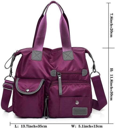 MINTEGRA Waterproof Multi Pocket Nylon Tote Bag for Women