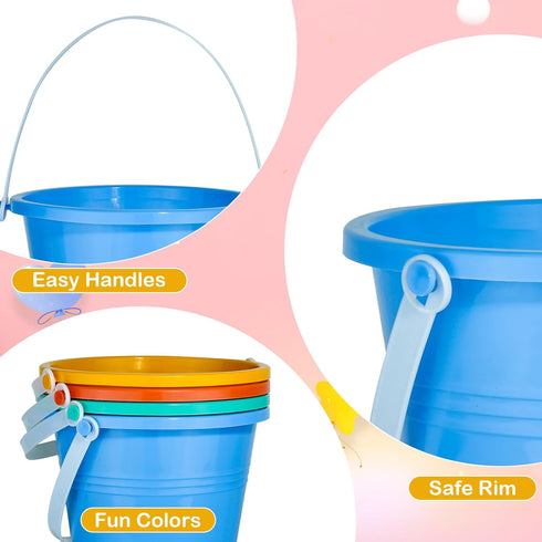 Holady 8 Inch Summer Large Sand Beach Buckets Pail,Sand Bucket Water Bucket for Beach Fun Great Party Accessory