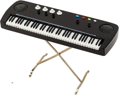 Miniature Electronic Organ with Case, Mini Musical Instrument for Dollhouse Model (5.51"x1.79"x3.72")
