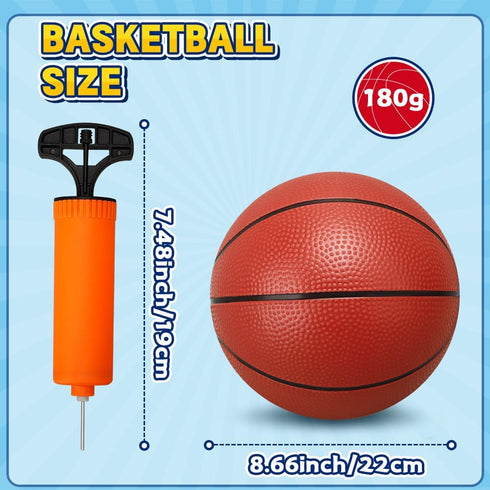 8” Water Pool Basketball Set with Pump, Replacement Ball for Basketball Hoop, PVC Waterproof Floating Toy for Summer