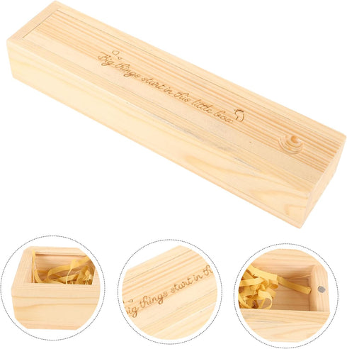BESTOYARD Elegant Pregnancy Announcement Keepsake Box Wooden Pregnancy Test Storage Case with Lid Unique Memory