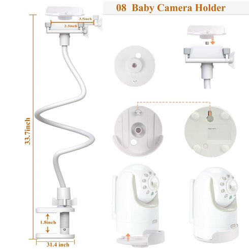 Flexible Baby Monitor Mount Stand Compatible with Infant Optics DXR-8 and DXR-8 PRO Baby Monitor (33.4 inch/Camera Not
