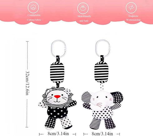SHXERO 2Pcs 0-36 Hanging Rattle Toys for Babies, Hanging Baby Toy, Car Seats Stroller Toys with Wind Chime for Newborn