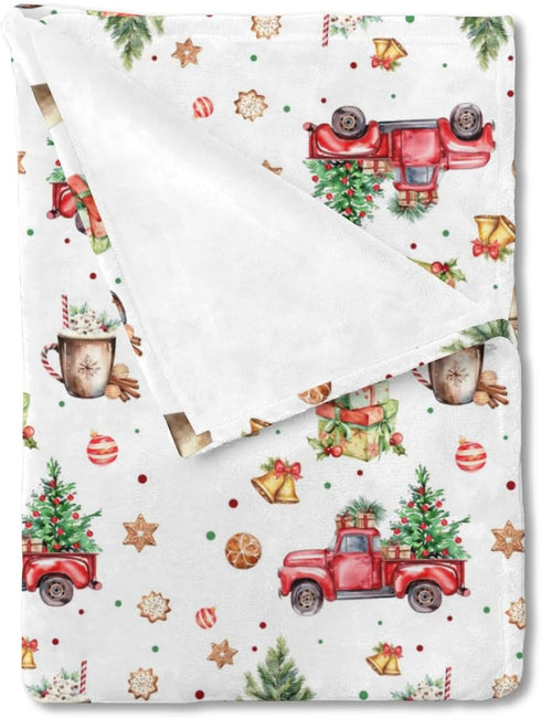 SqtmuHLuo Red Baby Christmas Blanket Boys Girl Gifts First Christmas Tree Red Car Baby Nursery Bed Receiving Blankets