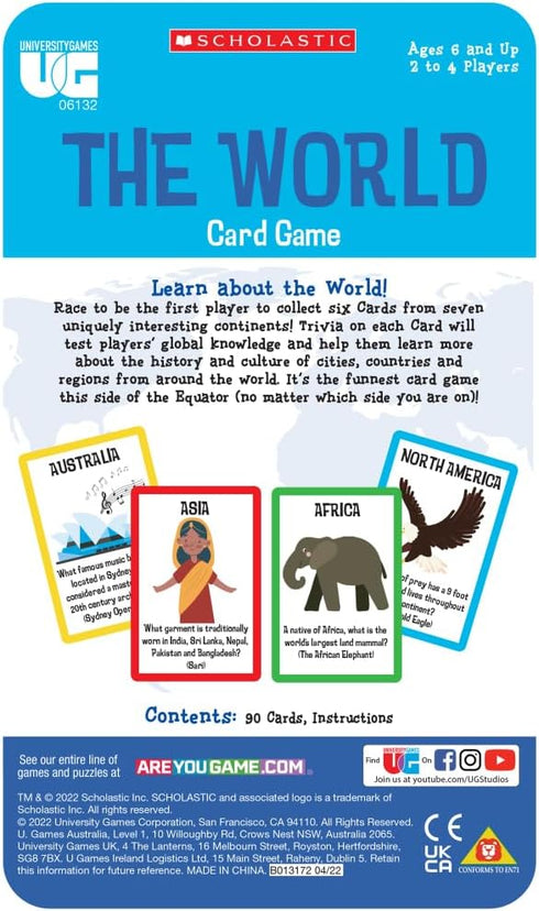 University Games Scholastic The World Travel Card Game, Perfect for Summer Learning for Kids, Ages 6 and Up