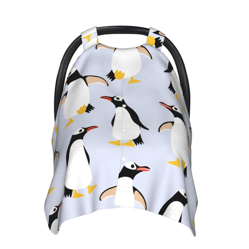 Zhbvncp Cute Penguins Baby Car Seat Cover & Breastfeeding Nursing Cover - Breathable Stretch Fabric Multi-Use Nursing