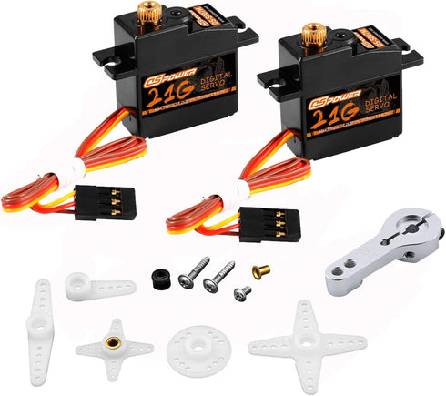 DSPOWER 2PCS 21G Mini Digital Servo, Steering Gear Full Metal Gear Micro RC