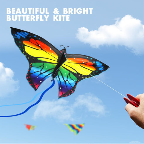 TOY Life Butterfly Kites for Kids - Easy to Fly Rainbow Kites for Ages 3-12, Beach Kites for Adults, Outdoor Games