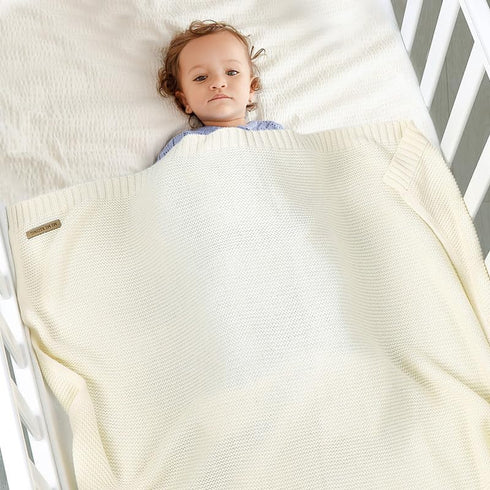 Baby Blanket Boy Girl, Cotton Knitted Soft Swaddling Receiving Blanket, 30 x 40 Inch for Newborns