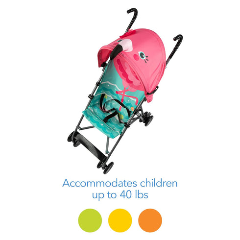 Cosco Character Umbrella Stroller, Compact Umbrella Fold, Easy to Store Anywhere, Pink Flamingo
