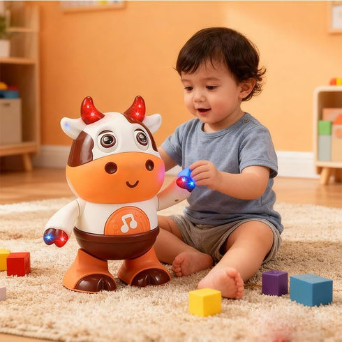 3 1+, 3+ Electric Dancing Cow Light up Musical Cow Plastic Dancing Toys Baby Animal Sounds Toys Toddler Sensory