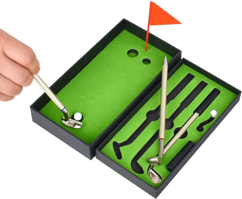 Mini Golf Set Pen - Red, Blue, and Black Ink, Fun Desktop Accessories for Office, Study, Birthday Gift