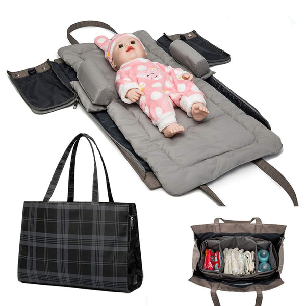 CFUN 3 in 1 Universal Infant Travel Tote Bag Folding Sleeping Pad Diaper