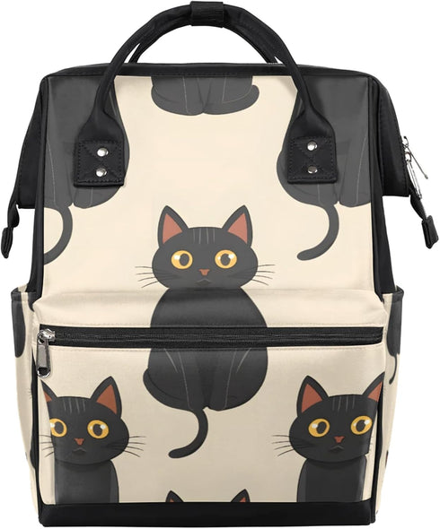 Hsnar Lovely Black Cats Waterproof Diaper Bag Backpack Large Capacity Baby Bag with