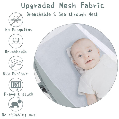 L RUNNZER Baby Crib Tent, Pop Up Crib Canopy to Keep Baby from Climbing Out, Safety Crib Net Mosquitoes Net