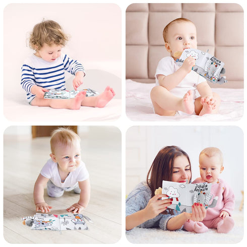 Vicloon Cloth Books, 3D Touch Feel High Contrast Baby Books Toys for Infants 0-12 Months, Soft Crinkle Elephant