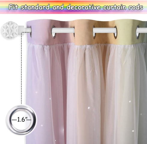 Grommet 1 W52 L72 NICETOWN Nursery Curtains for Kids Bedroom, Star Cutout Girls Room Solid Room Darkening Blackout