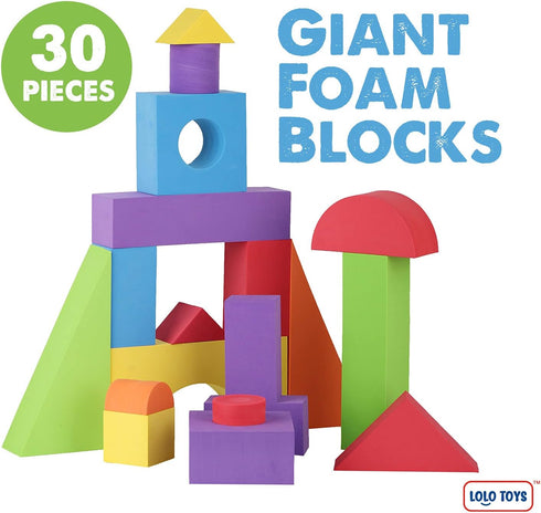 Large Building Foam Blocks for Toddlers – Giant Jumbo Building Blocks (30 Pieces)