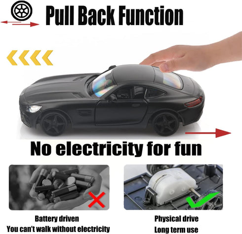 1/36 Scale Mercedes Benz AMG GTS Diecast Cars Models, Pull Back Vehicles Toy Cars in Black