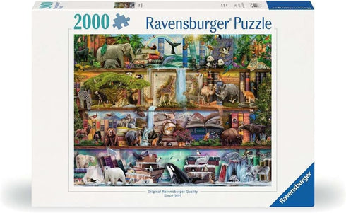 Ravensburger Aimee Stewart: Wild Kingdom Shelves 2000 Piece Jigsaw Puzzle, Engaging Brain Game, Unique Puzzle Pieces,