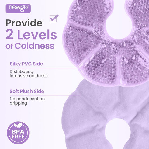 NEWGO Breast Ice Pack, 2 Pack Gel Ice Pack for Surgery, Reusable Hot or Cold Therapy Breast Pad (Purple)