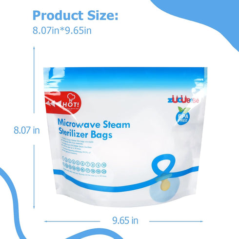 ZCBB 12pc Microwave Steam Sterilizer Bags for Baby Bottles, Soothers