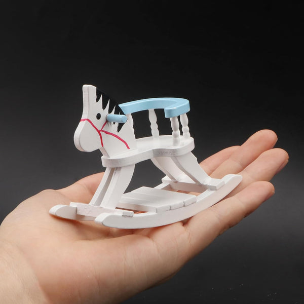 Dollhouse Miniature Rocking Horse Chair 1:12 Scale Wooden Accessories Cute Cockhorse Dollhouse