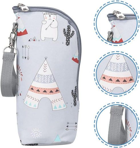 Kisangel Infant Bottle Warmer - Portable Milk Bottle Bag, Insulated, Keeps Warm, Carrying Sleeve Pouch for Newborn