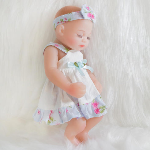 ENA Reborn Baby Doll Realistic Silicone Vinyl 10 inch Weighted Soft Body Lifelike Doll Gift Set for Ages 3+ (Slip Dress