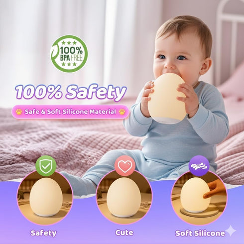 7 &30-Min Night Light for Kids,Egg Night Light for Baby Nursery, Colors Changing Timer Portable Nursery Night Lamp