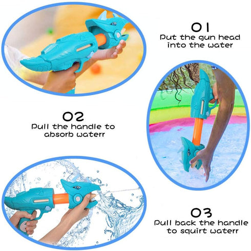 unanscre 2 Pack Dinosaur Water Blaster Soaker Gun - Dino Pump Action Squirt Gun for Kids, Long-Range Shooting Water Toys