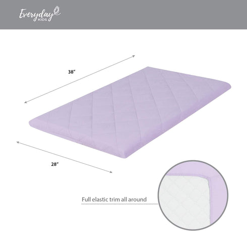 Pastel Lavender Purple Pack n Play Quilted Mattress Sheet, Ultra-Soft Portable Crib Sheet for Baby Girls