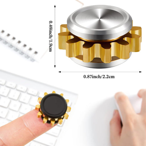 2 Pieces Copper Gear Fidget Spinner for Adults - Small Mini Solid Brass Metal with Steel Bearings, Hand Spinner