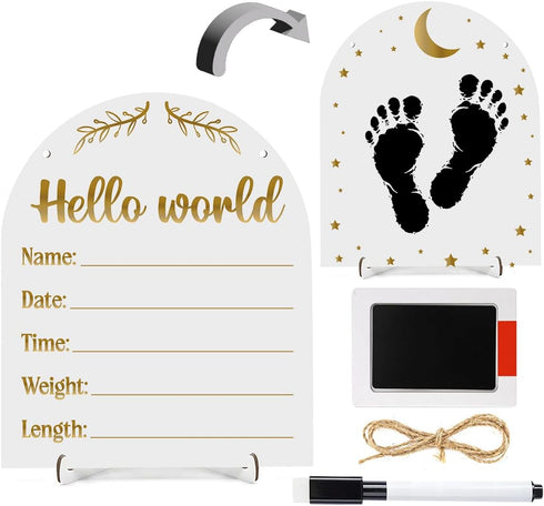 JHFDTY Hello World Newborn Baby Name Birth Announcement Sign for Nursery Hospital DIY
