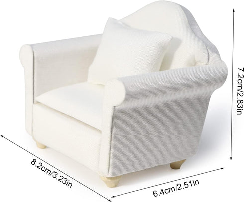 Set, Dollhouse Couch Miniature Furniture Sofa with Pillows for Living Room Desktop Decoration Fabric Sofa Mini Home