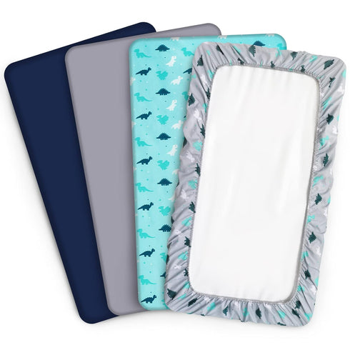 Set, 4 Pack (38" 24") Pack Mini Crib Sheets - Portable Sheets X | Multiuse for n Play, Playard, Playpen, Crib