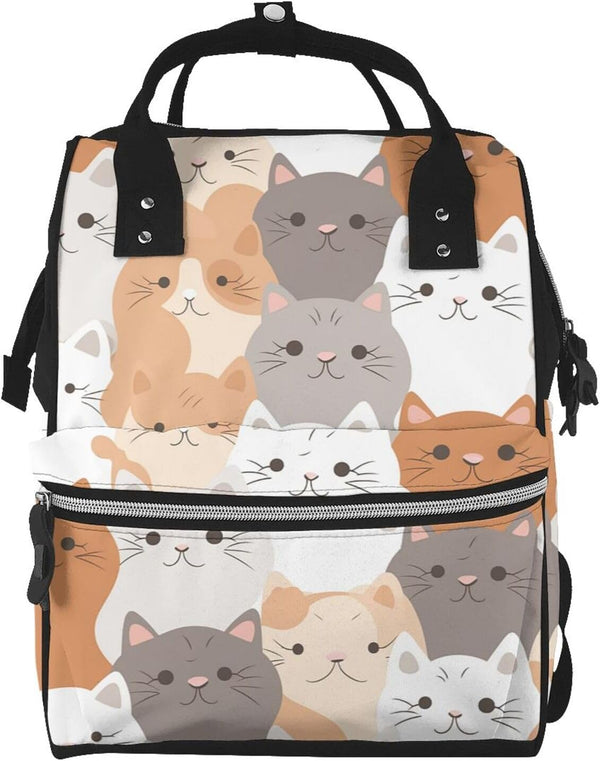 DWVTSLH Orange Cats Diaper Bag Backpack Multifunction Nappy Bags Waterproof Mummy Backpack Large