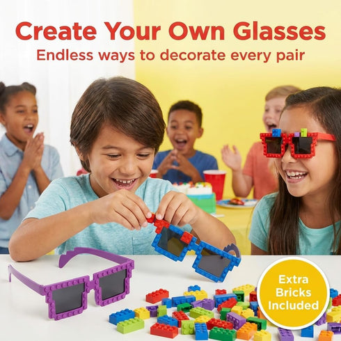 Block Mania Building Block Glasses with Extra Bricks - Fun Carnival Supplies