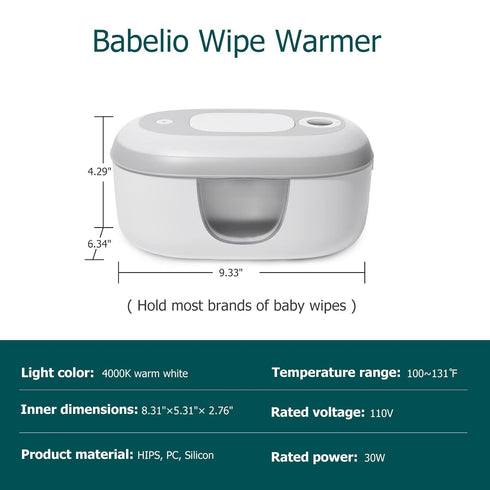 Babelio Baby Wipe Warmer with Night Light, Wet Wipes Dispenser for Baby Wipes with Temperature Display and Large