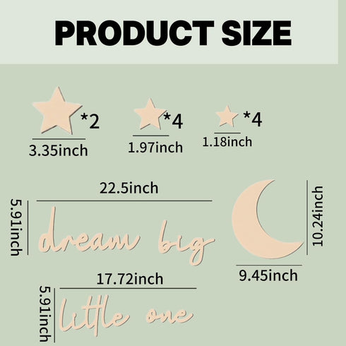 XWLB 15 Set Pcs Nursery Wall Art, Moon and Stars Boho Decor for Neutral Baby Room, Wood Sign for Farmhouse Boys Girls
