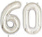 40inch Silver Foil 60 Helium Jumbo Digital Number Balloons - 60th Birthday Decoration Supplies