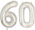 40inch Silver Foil 60 Helium Jumbo Digital Number Balloons - 60th Birthday Decoration Supplies