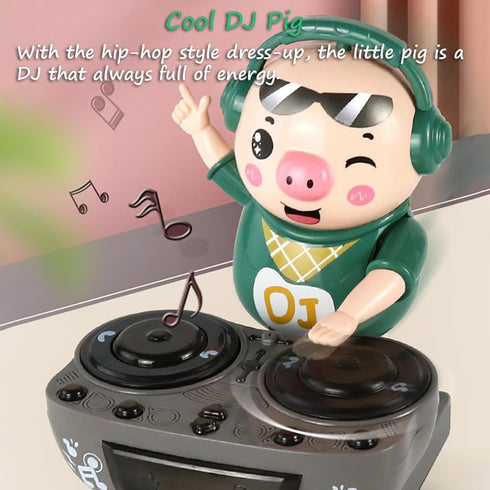 DJ Pig - Funny Musical Toy for Toddlers, Scratch DJing Pig with Dynamic Music and Colorful Lights